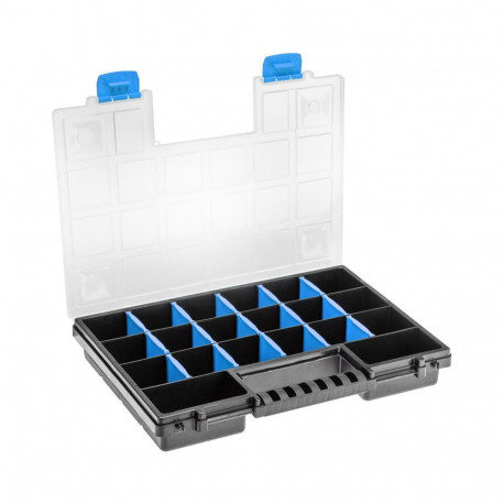 Hogert HT7G024 storage organizer, 34.4×24.9×5 cm, adjustable compartments, transparent lid, snap clo