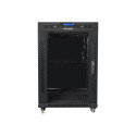 Lanberg floor-standing rack cabinet 19" 15U 600x800 black glass door LCD V2