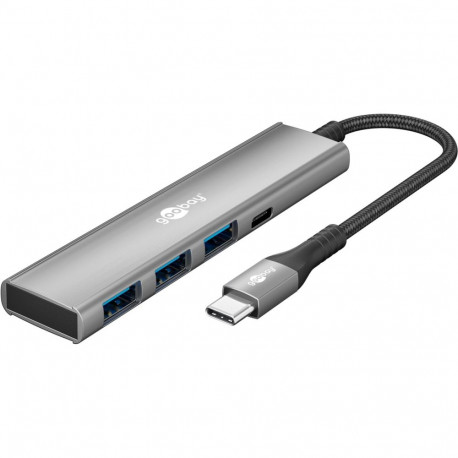 Goobay Slim 4-portiline USB jaotur, USB-C USB-C/USB-A-le, 5 Gbit/s | 76562