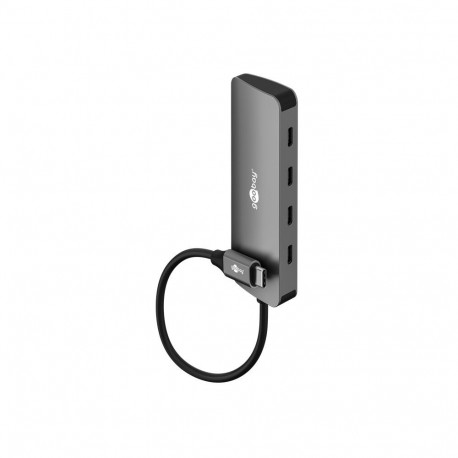 Goobay Slim 4-Port USB-Hub, USB-C auf USB-C, 10 Gbit/s, Grey | 76565