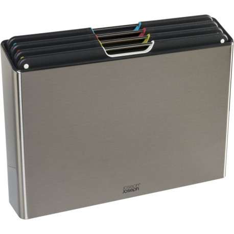 Joseph Joseph Folio Steel 4-osaline lõikelaudade komplekt roostevabast terasest karbiga