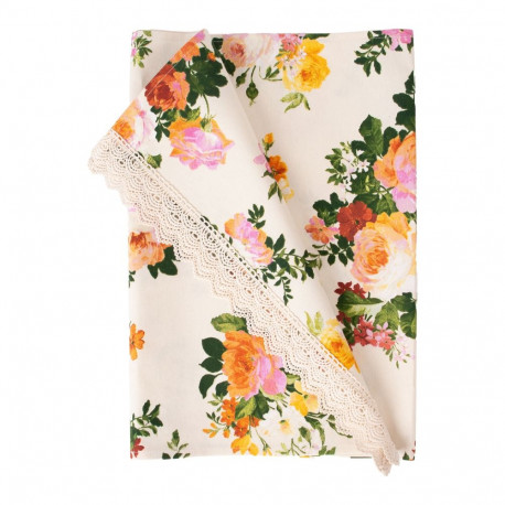 Linik HOLLY pitsiga, 45x116cm, heledad roosid, 20% polüester, 80% puuvill, kangas 495