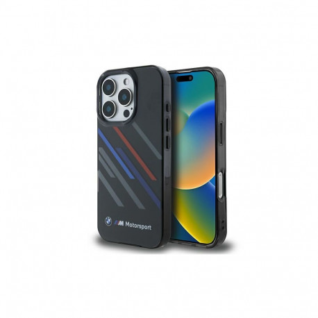 BMW Motosport IML Random Stripes iPhone 16 Pro Max Case - Black