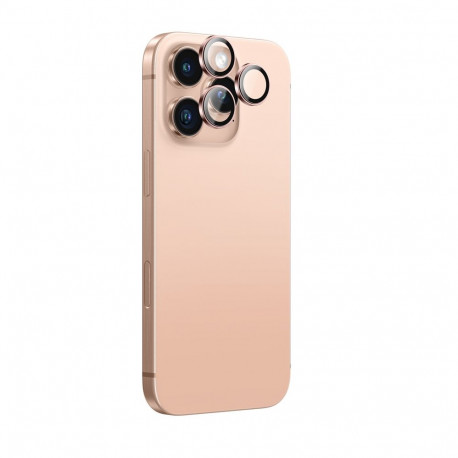 AmazingThing AR Aluminum 3 Lens Glass with Camera Lens Frame for iPhone 16 Pro / 16 Pro Max - Rose G