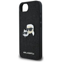 Karl Lagerfeld Fixed Glitter Karl&Choupette Heads Metal Pin iPhone 16e Case - Black
