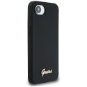 Guess Silicone Script Metal Logo MagSafe iPhone 16e Case - Black