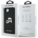 Karl Lagerfeld Fixed Glitter Karl&Choupette Heads Metal Pin iPhone 16e Case - Black