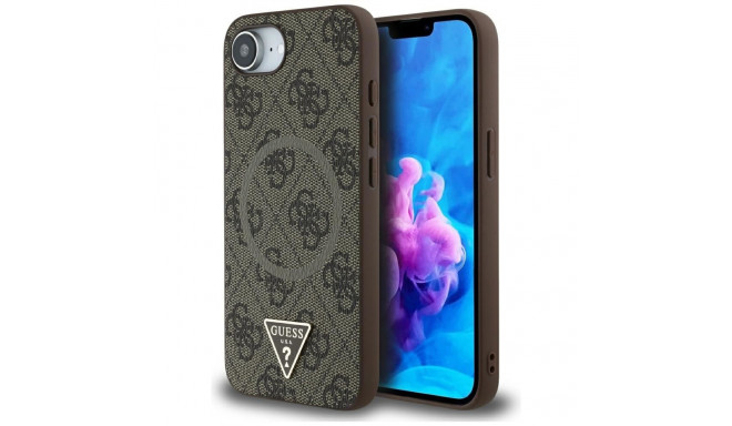 Guess 4G Ring Triangle Logo MagSafe iPhone 16e Case - Brown