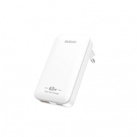 Dudao A65Q 65W GaN Travel Wall Charger USB-A / USB-C PD Ultra-Thin EU / US - White