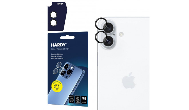 Hardy Lens Protection Pro Black Glass for Camera Objects on Apple iPhone 16 / 16 Plus - Black