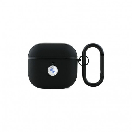 BMW BMA4SSLBK AirPods 4 cover black/black Geniune Leather Silver Logo