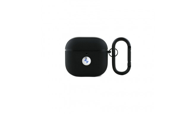 BMW BMA4SSLBK AirPods 4 cover black/black Geniune Leather Silver Logo