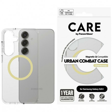 CARE by PanzerGlass Flagship Urban Combat Chardonnay QI Case for Samsung Galaxy S25+ - Transparent