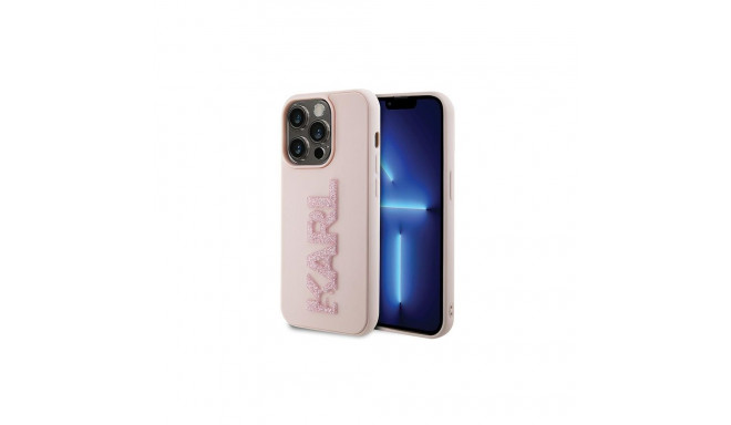 Karl Lagerfeld 3D Rubber Glitter Logo case for iPhone 15 Pro Max - pink