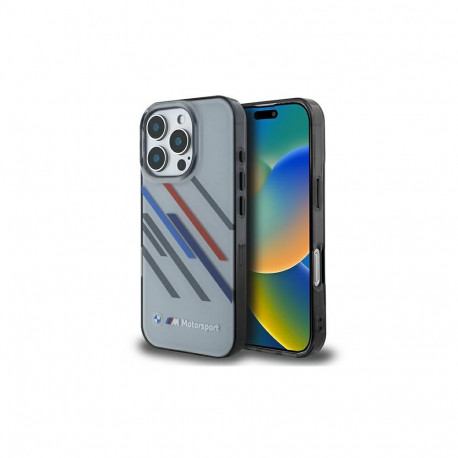 BMW Motosport IML Random Stripes iPhone 16 Pro Max Case - Gray