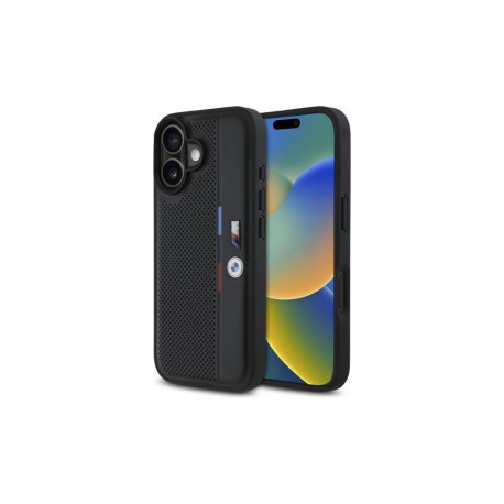 BMW M Perforated Tricolor Detail Line iPhone 16 Case - Black