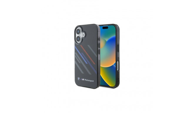 BMW Motosport IML Random Stripes iPhone 16 Plus Case - Black
