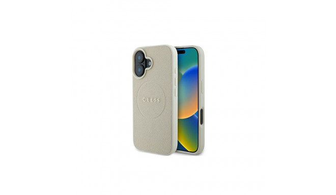 Guess Grained Ring MagSafe case for iPhone 16 - beige