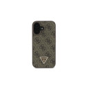 Guess Leather 4G Triangle Strass MagSafe Case for iPhone 16 Plus - Brown