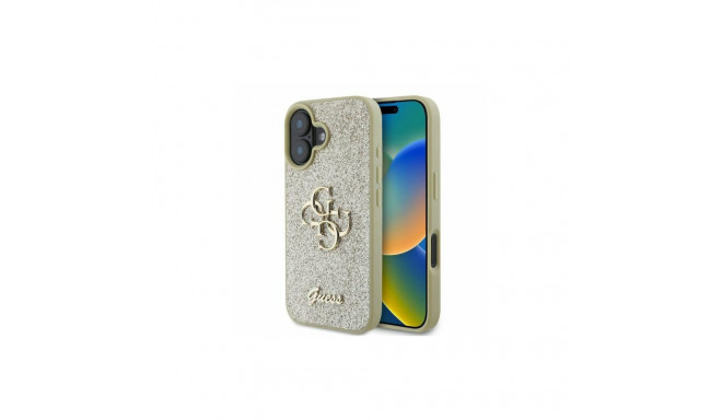 Guess Fixed Glitter Big 4G iPhone 16 Case - Gold