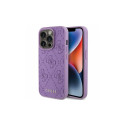Guess Leather 4G Stamped case for iPhone 15 Pro Max - purple Guess Leather 4G Stamped case for iPhone 15 Pro Max - purple