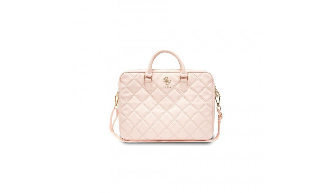Guess Quilted 4G bag for a 16" laptop - pink