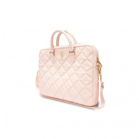 Guess Quilted 4G bag for a 16" laptop - pink
