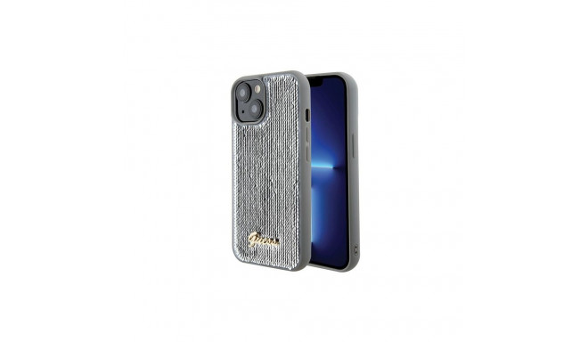 Guess Sequin Script Metal case for iPhone 15 - silver
