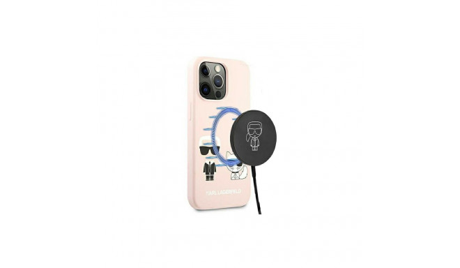 Karl Lagerfeld Silicone Ikonik Karl&Choupette MagSafe Case for iPhone 13 Pro Max - Light Pink