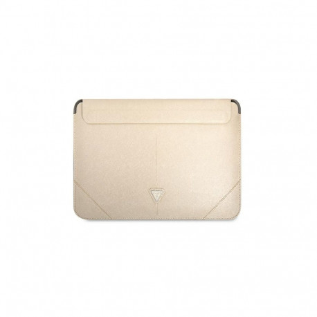 Guess Saffiano Triangle Logo case for a 16" laptop - beige
