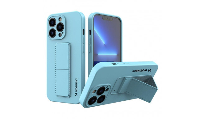 Wozinsky Kickstand Case iPhone 13 mini silicone case with stand light blue