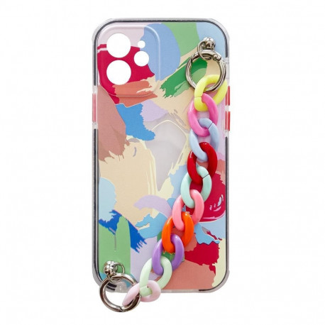 Color Chain Case gel flexible elastic case cover with a chain pendant for Samsung Galaxy S21 5G mult