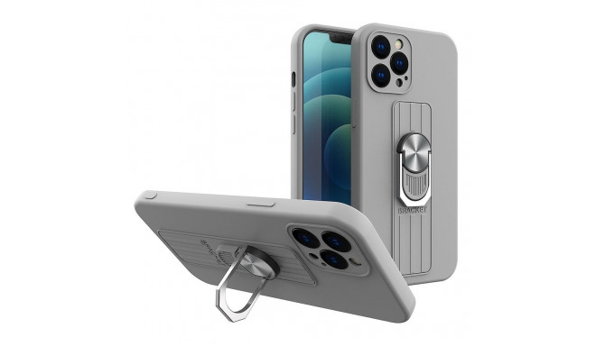 Ring Case silicone case with finger grip and stand for Samsung Galaxy A72 4G silver