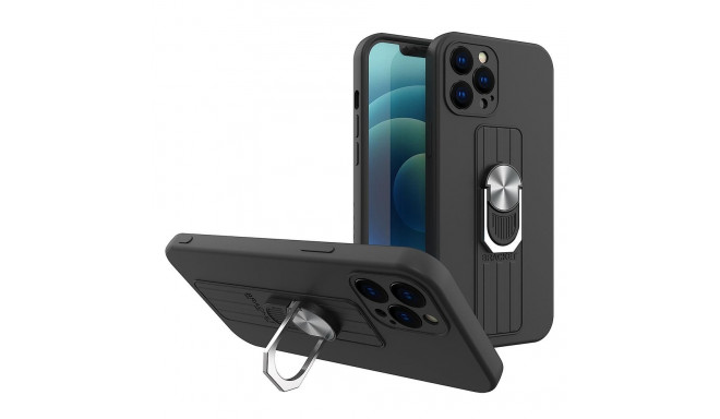 Ring Case silicone case with finger grip and stand for Samsung Galaxy S21+ 5G (S21 Plus 5G) black