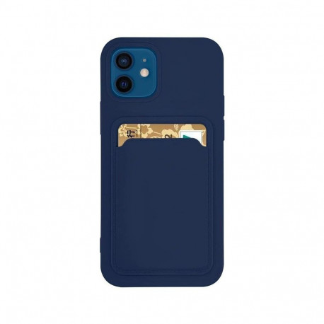 Card Case Silicone Wallet Case with Card Slot Documents for Samsung Galaxy A22 4G Navy Blue