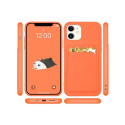 Card Case Silicone Wallet Case with Card Slot Documents for Samsung Galaxy A22 4G Black