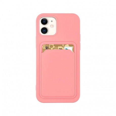 Card Case Silicone Wallet Wallet With Card Slot Documents For Samsung Galaxy A72 4G Pink