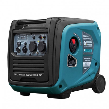 Könner & Söhnen KS 4000iE S bensiinmootoriga generaator 3500 W 12 L must, sinakasroheline