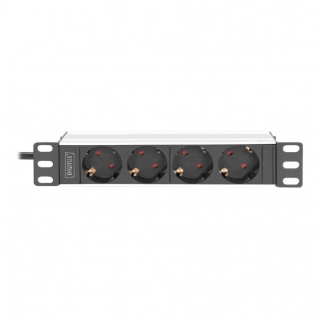 Digitus | 10” Socket Strip with Aluminum Profile, 4-way safety sockets | DN-95418