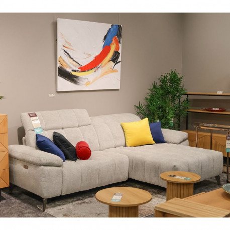 Corner sofa LUZERN RC, electric recliner, light grey