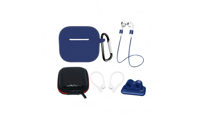 AirPods 3 Silicone Case Set + Case/Ear Hook/Neck Strap/Watch Strap Holder/Carabiner Clasp - blue