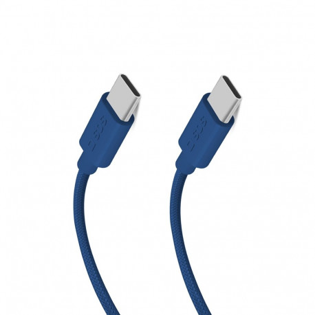 SBS TECABLETISSUETCCB USB-C - USB-C 1.5m 60W braided cable - blue