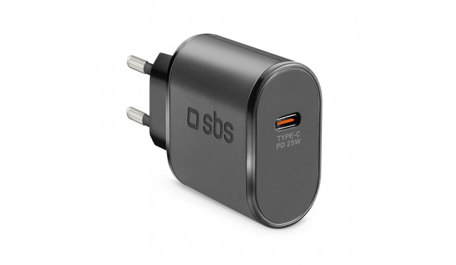 SBS TETR1CPD25 25W USB-C Wall Charger with Power Delivery - Black