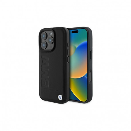 BMW Leather Hot Stamp iPhone 16 Pro Max Case - Black