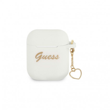 Guess GUA2LSCHSH AirPods 1/2 cover white/white Silicone Charm Heart Collection