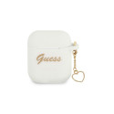 Guess GUA2LSCHSH AirPods 1/2 cover white/white Silicone Charm Heart Collection