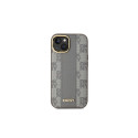 DKNY Leather Checkered Mono Pattern MagSafe iPhone 14 Case - Beige