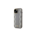 DKNY Leather Checkered Mono Pattern MagSafe iPhone 14 Case - Beige