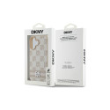 DKNY Checkered Pattern & Printed Stripes iPhone 16 Case - Pink