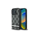 DKNY Checkered Pattern & Printed Stripes case for iPhone 16 Pro - black